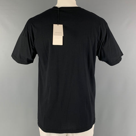GUCCI Size S Black Gold Embroidery Cotton Crew-Neck T-shirt