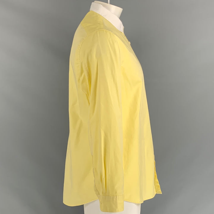 JOHN VARVATOS  Size XL Yellow White Solid Cotton Button Up  Long Sleeve Shirt