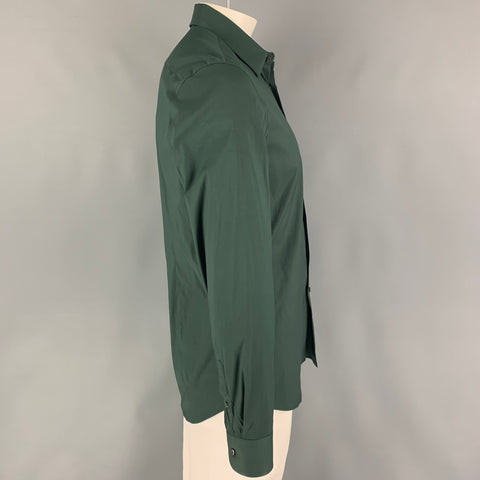 PRADA Size L Green Cotton Blend Button Up Long Sleeve Shirt