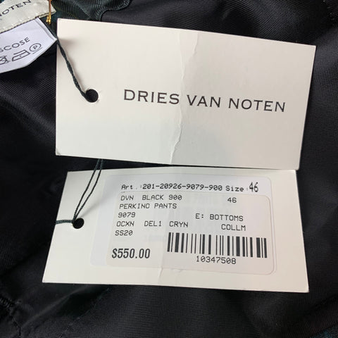 DRIES VAN NOTEN Size 30 Black & Green Abstract Floral Viscose Casual Pants