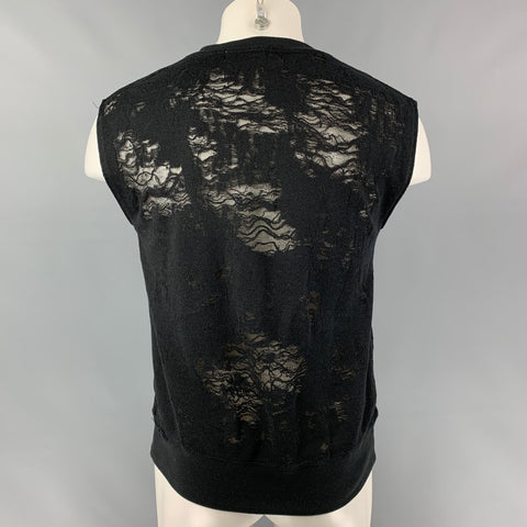 IRO Nuala Size S Black Distressed Cotton Blend Sleeveless Pullover