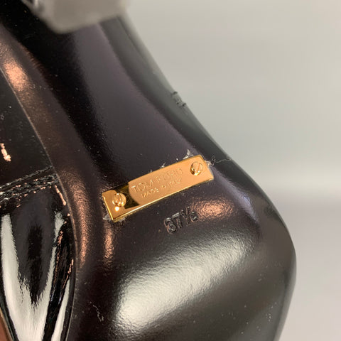 TOM FORD Botas de 105 mm de charol negro arrugadas Talla 7.5