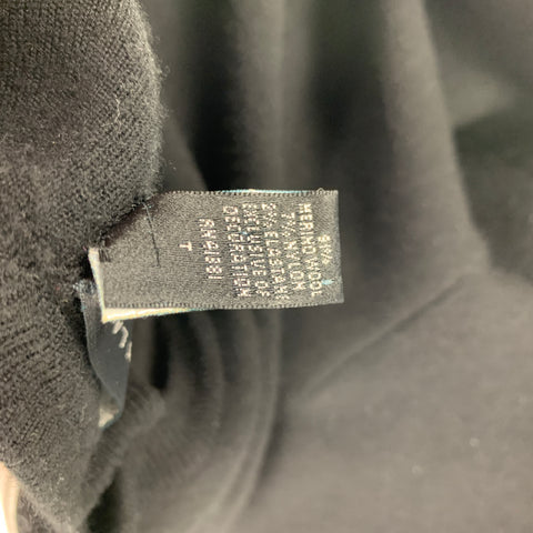 RALPH LAUREN Size L Black & White Wool / Nylon Long Sleeve Pullover