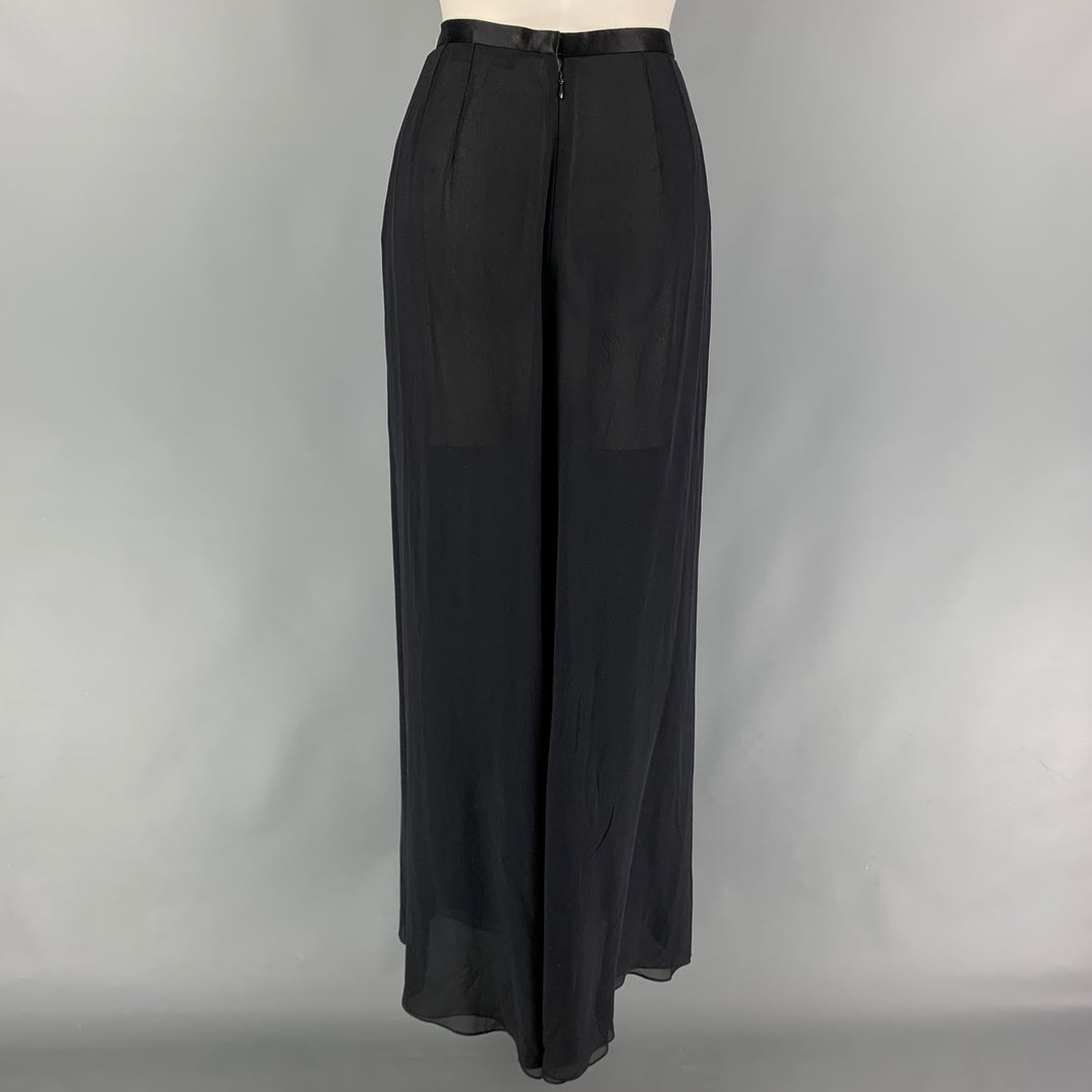 RALPH LAUREN Collection Size 8 Black Silk Wide Leg Dress Pants