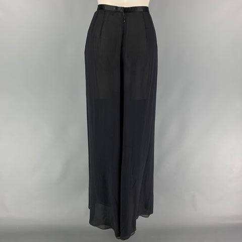 RALPH LAUREN Collection Size 8 Black Silk Wide Leg Dress Pants