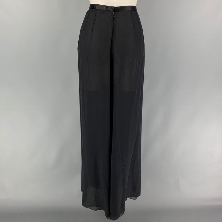 RALPH LAUREN Collection Size 8 Black Silk Wide Leg Dress Pants