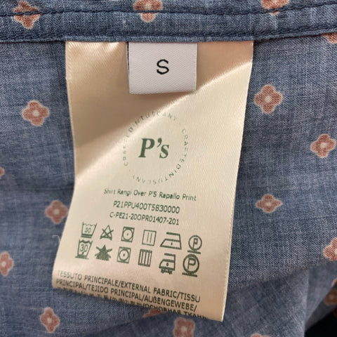 PRESIDENT's Size S Navy Brick Print Cotton Camp Short Sleeve Shirt
