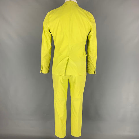 VIKTOR & ROLF Size 38 Lime Green Wrinkled Cotton / Polyamide Notch Lapel Suit