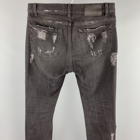 Vaqueros con bragueta y cremallera de mezclilla desgastada negra talla 30 de MSGM