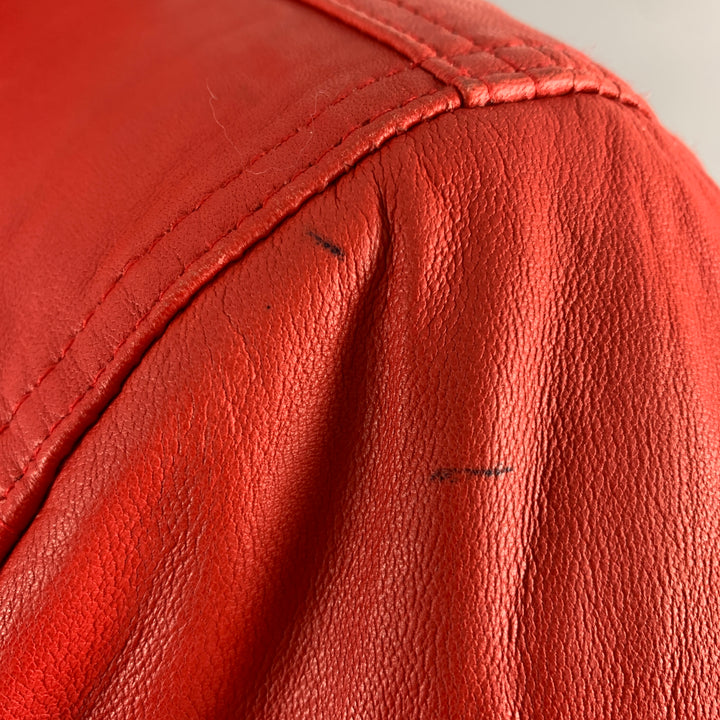 LEATHER CULT Talla M Chaqueta de cuero de materiales mixtos Rojo Marrón