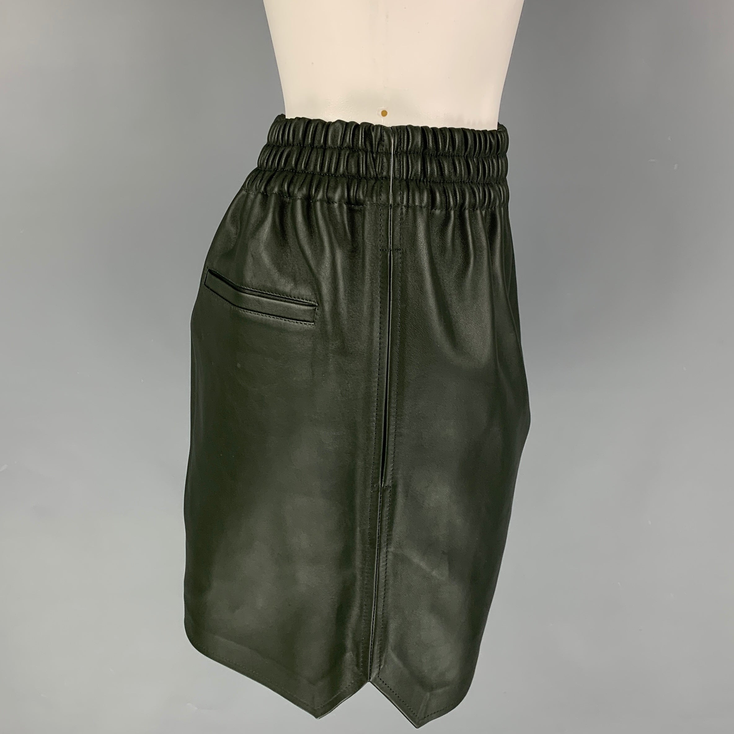 ミニスカート Bottega Veneta Green Leather Skirt Bottega Veneta: Khaki Intrecciato Leather Miniskirt | SSENSE