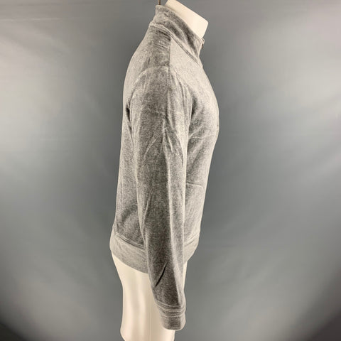 BARNEY'S NEW YORK Size S Grey Cotton / Modal 1/4 Zip Pullover
