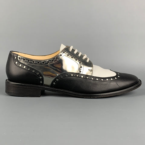 ROBERT CLERGERIE Talla 10.5 Zapatos de espectador con bloques de color blanco y negro
