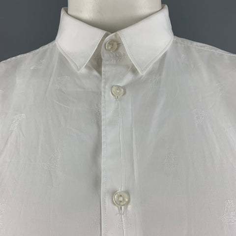 VERSACE COLLECTION Size XL White Solid Cotton Button Up Long Sleeve Shirt