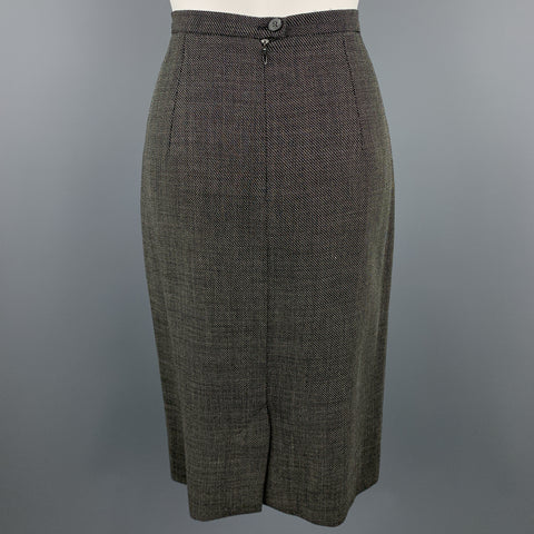 MAX MARA Size 8 Black Woven Virgin Wool Blend Pencil Skirt Suit