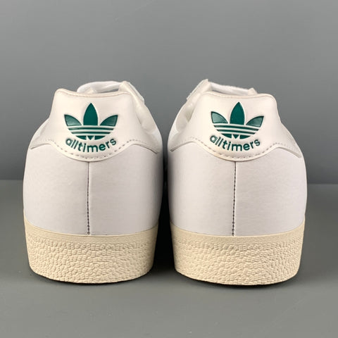 ADIDAS GAZELLE SUPER ALLTIMERS Size 10.5 White Solid Leather Lace Up Sneakers