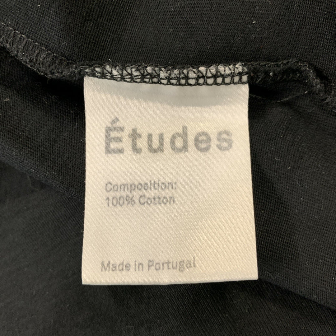 ETUDES Size S Black White Logo Cotton Short Sleeve T-shirt