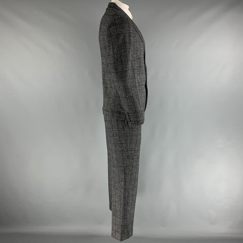 BONOBOS Talla 42 Traje de lana a cuadros gris carbón con un solo botón 33 29