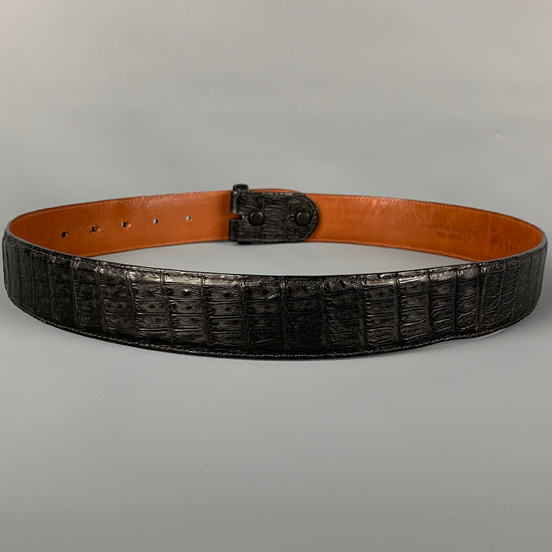PAT AREIAS Size 32 Black Textured Alligator Belt Strap