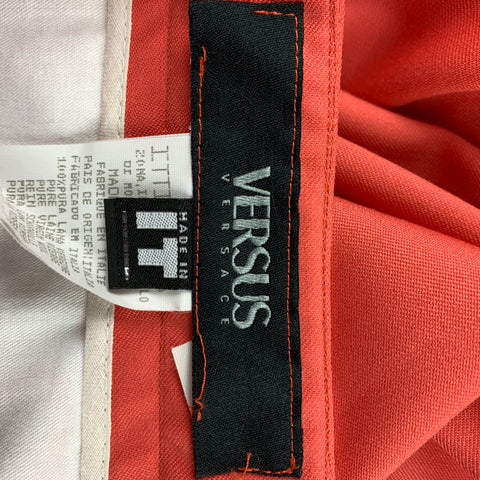 VERSUS by GIANNI VERSACE Size 32 Orange Wool Wide Leg Dress Pants