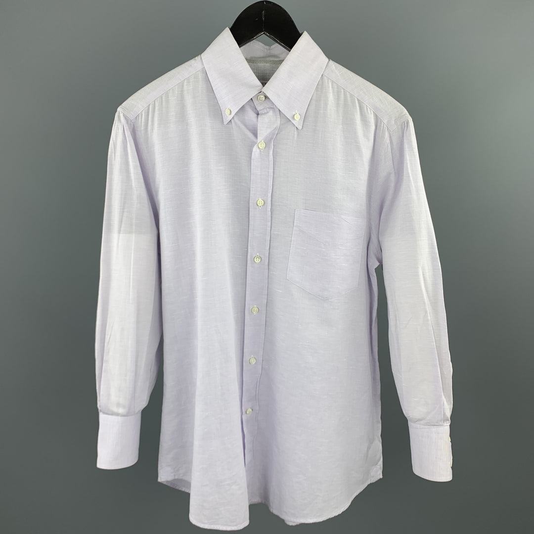 BRUNELLO CUCINELLI Size XS Lavender Textured Cotton / Linen Long Sleeve Shirt