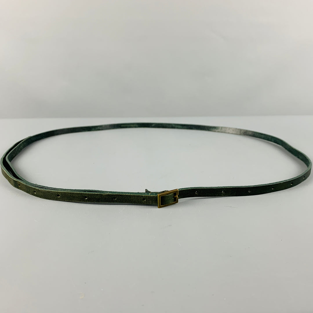 VINTAGE Size XL Thin Green Leather Belt – Sui Generis  display picture 3