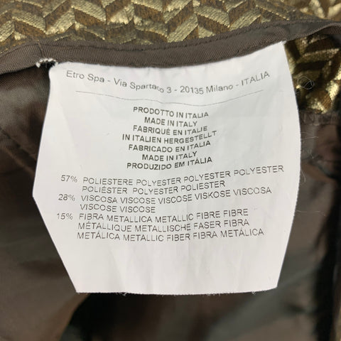 ETRO Size 6 Gold Brown Jacquard Polyester Blend Chevron Cropped Dress Pants