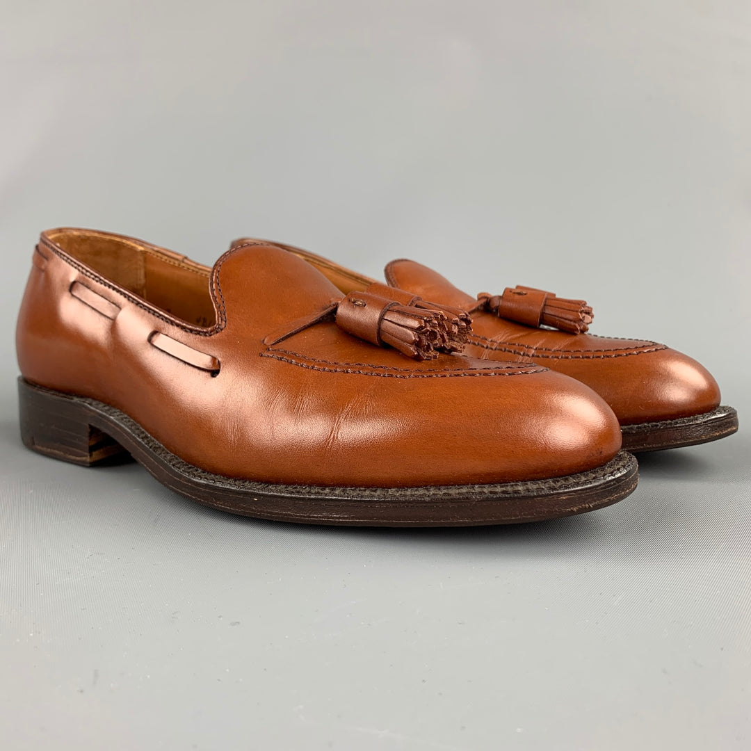 ALDEN Size 7 Burnished Tan Calf Leather Tassels Moccasins 662 Loafers