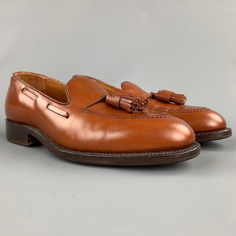 ALDEN Size 7 Burnished Tan Calf Leather Tassels Moccasins 662 Loafers