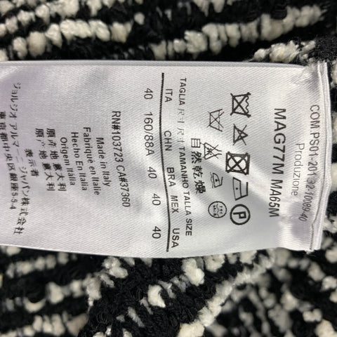 GIORGIO ARMANI Talla 4 Abrigo abotonado tejido en mezcla de viscosa blanca y negra