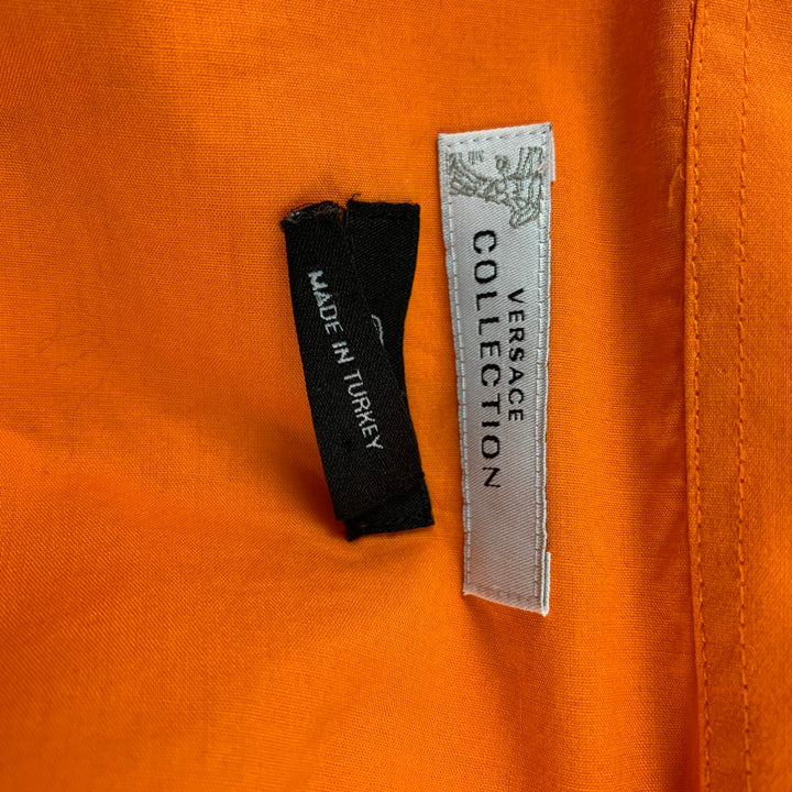 VERSACE COLLECTION Trend Size L Orange Cotton Button Up Long Sleeve Shirt