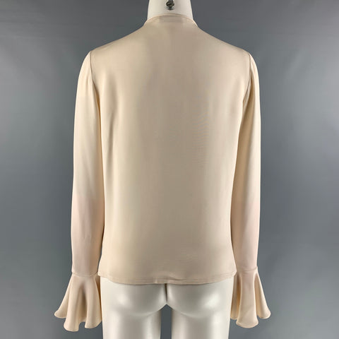BILL BLASS Blusa de manga larga con volantes color crema talla 6