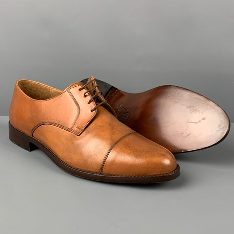 TO BOOT NY Size 10.5 Tan Antique Leather Cap Toe Lace Up Shoes