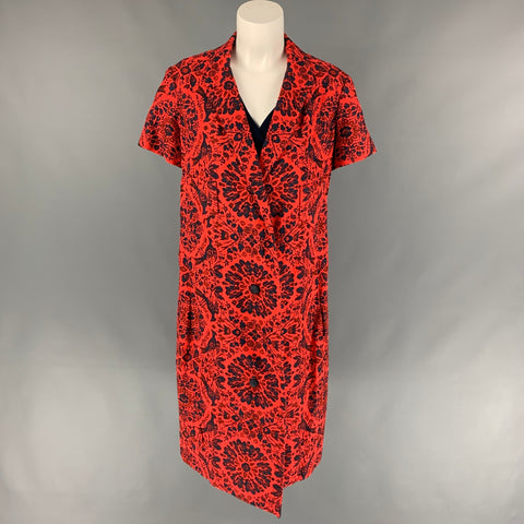 Vintage NINA RICCI Red & Navy Crepe Tapestry 3 Piece Skirt Suit