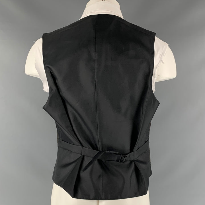 VINTAGE Size M Burgundy Olive Paisley Polyester Vest