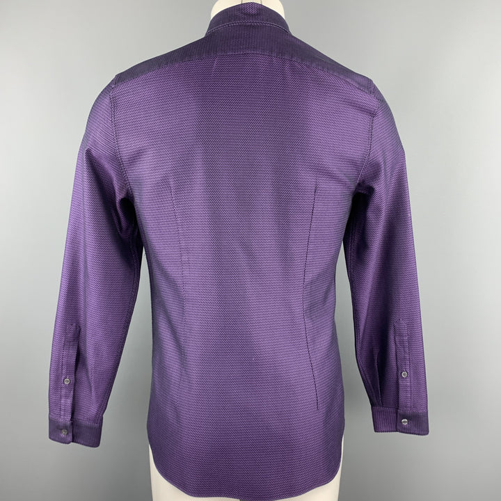 PAUL SMITH Talla M Camisa de manga larga con botones de algodón Chevron morado y negro