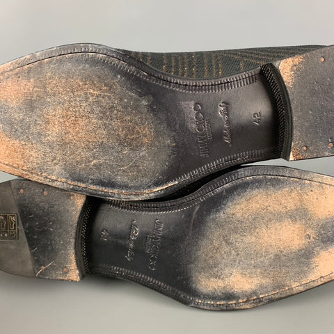 JIMMY CHOO Size 9 Black Gold Metallic Leather Slip On Loafers
