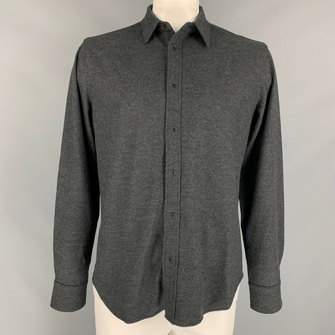 RAG & BONE Size L Charcoal Wool Button Up Long Sleeve Shirt