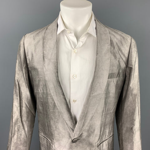 PAUL SMITH Size M Grey Textured Silk Shawl Collar Sport Coat