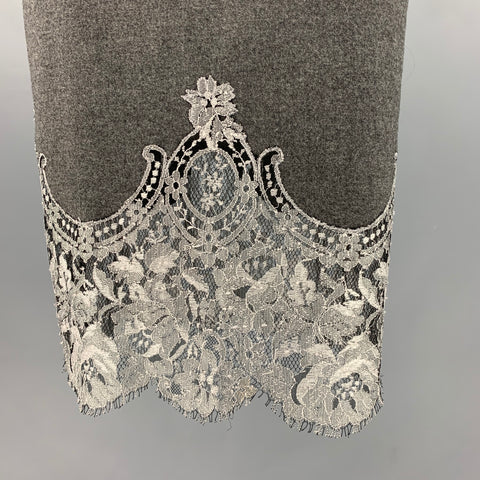 ESCADA Taille 6 Jupe crayon mi-mollet en laine et cachemire gris argenté