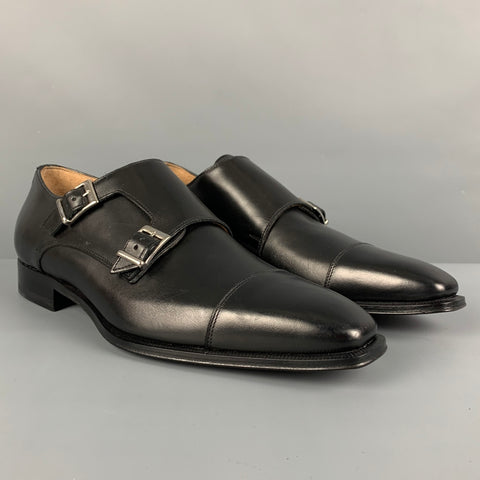 BARNEY'S NEW YORK Size 11.5 Black Leather Double Monk Strap Loafers