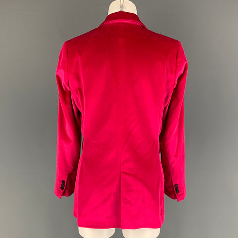 PAUL & JOE Size 6 Pink Black Cotton Velvet Peak Lapel Jacket