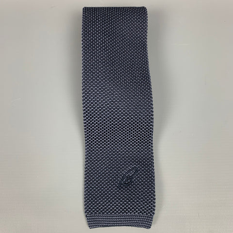 BRIONI Navy Knitted Silk Tie