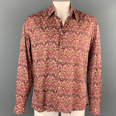 LIBERTY OF LONDON Size L Magenta Print Cotton Button Up Long Sleeve Shirt