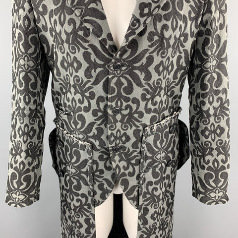 COMME des GARCONS HOMME PLUS Size S Grey & Black Jacquard Polyester / Cotton Coat