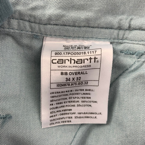 CARHARTT WIP Size 34 Light Blue Cotton Overalls