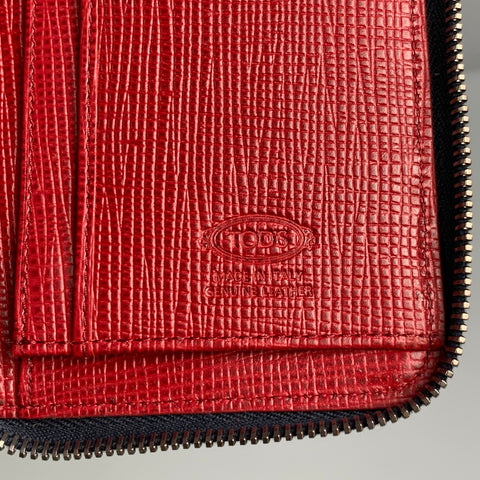 TOD'S Cartera de piel texturizada en rojo marino