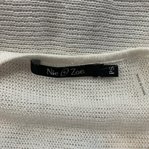 NIC+ZOE Size S White & Tan Linen Blend Layered Casual Top