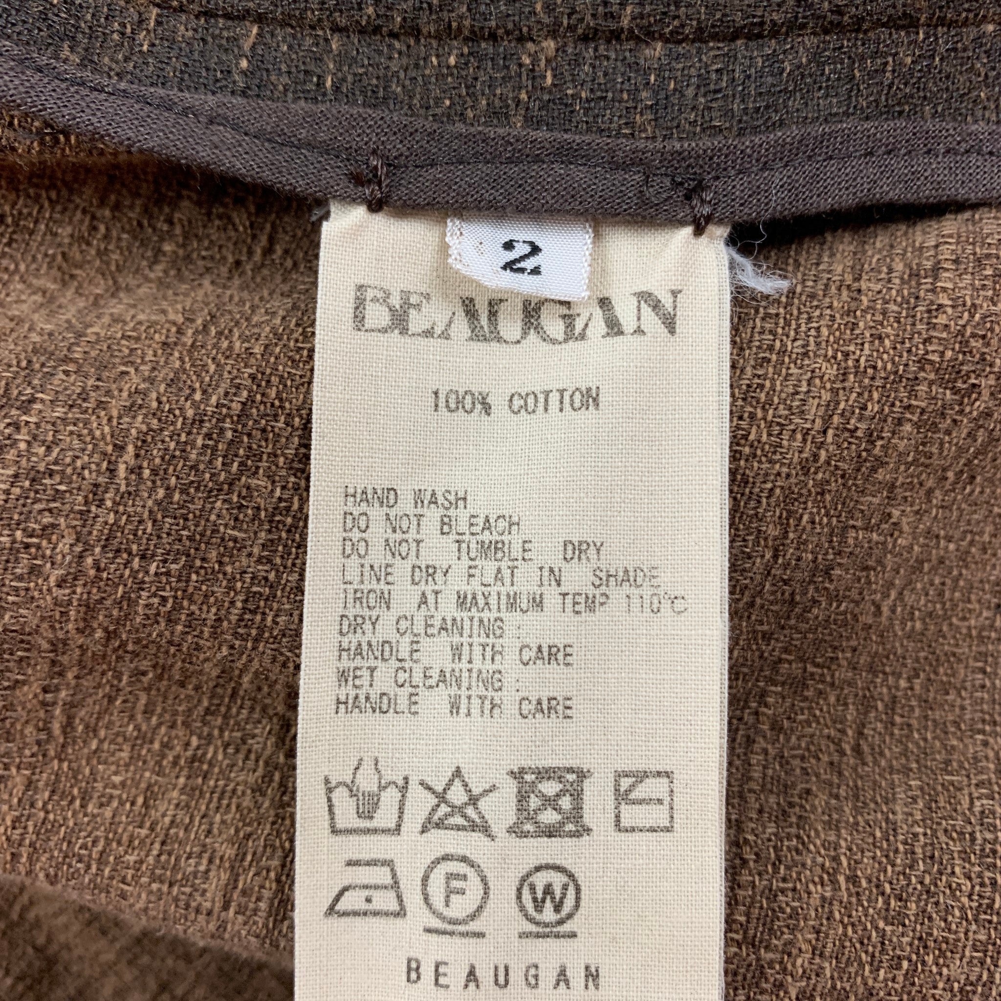 BEAUGAN Size M Brown Textured Cotton Worker Jacket