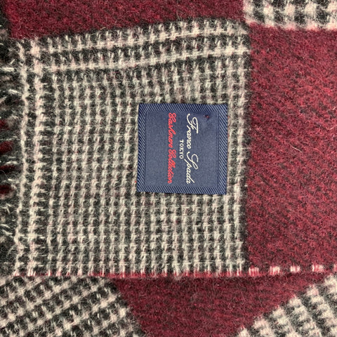 FRANCO SPADA Burgundy Grey Checkered Cashmere Scarf